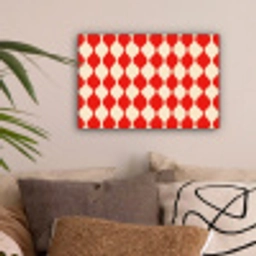 Golvend patroon - Retro - Rood - Beige canvas 2cm klein 34 -sfeer1