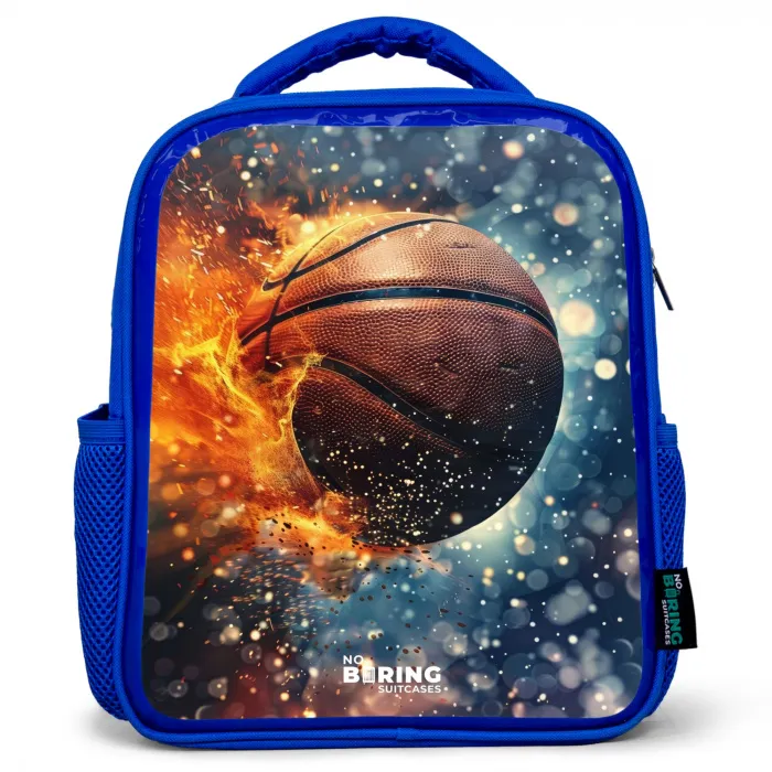 Bruisende basketbal Kinderrugzak - Blauw middel -3d