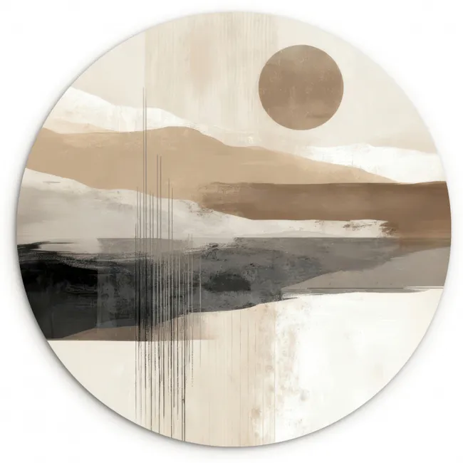 Minimalistisch - Landschap - Dimensie Wandcirkel kunststof plaat 5mm dik klein -3d
