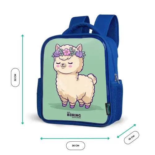 Kawai - Alpaca - Groen Kinderrugzak - Blauw middel -productfoto_formaten