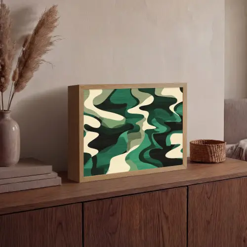 Abstract - Camouflage - Groen Light Box met batterij (Wandlamp) middel -sfeer2