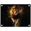 Leeuw - Zwart - Oranje - Verf tuinposter los doek klein -3d