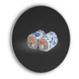 Sushi - Delfts blauw - Rijst - Vis - Elegant Akoestische PET Vilt - Rond klein -3d