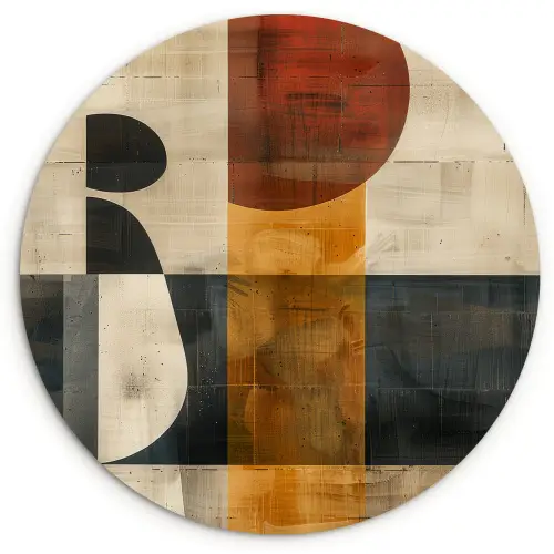 Modern - Kunst - Beige - Industrieel Wandcirkel kunststof plaat 5mm dik klein -3d