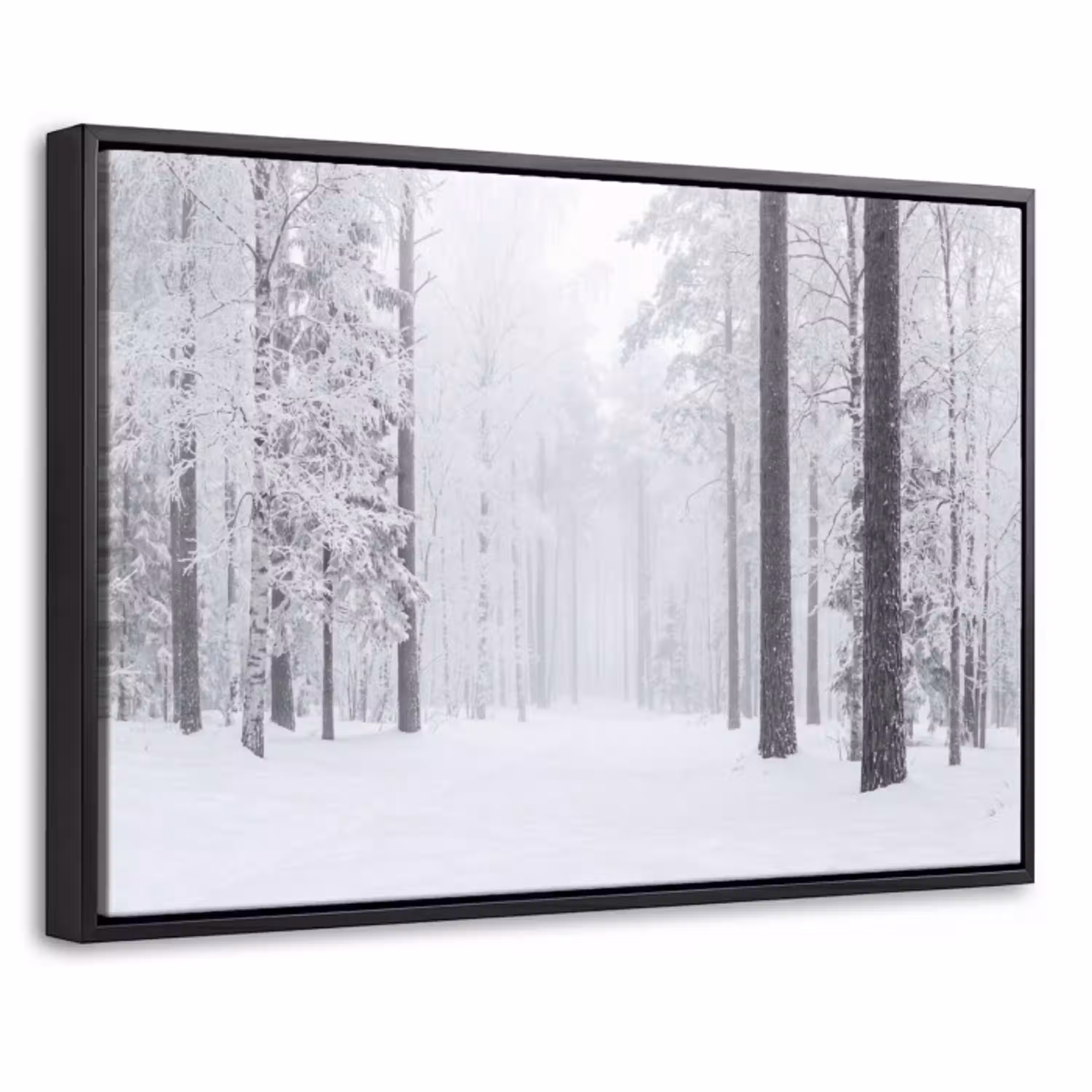 Bos - Sneeuw - Pad - Winter - Stilte Canvas met baklijst klein -threedimensional_3d_global