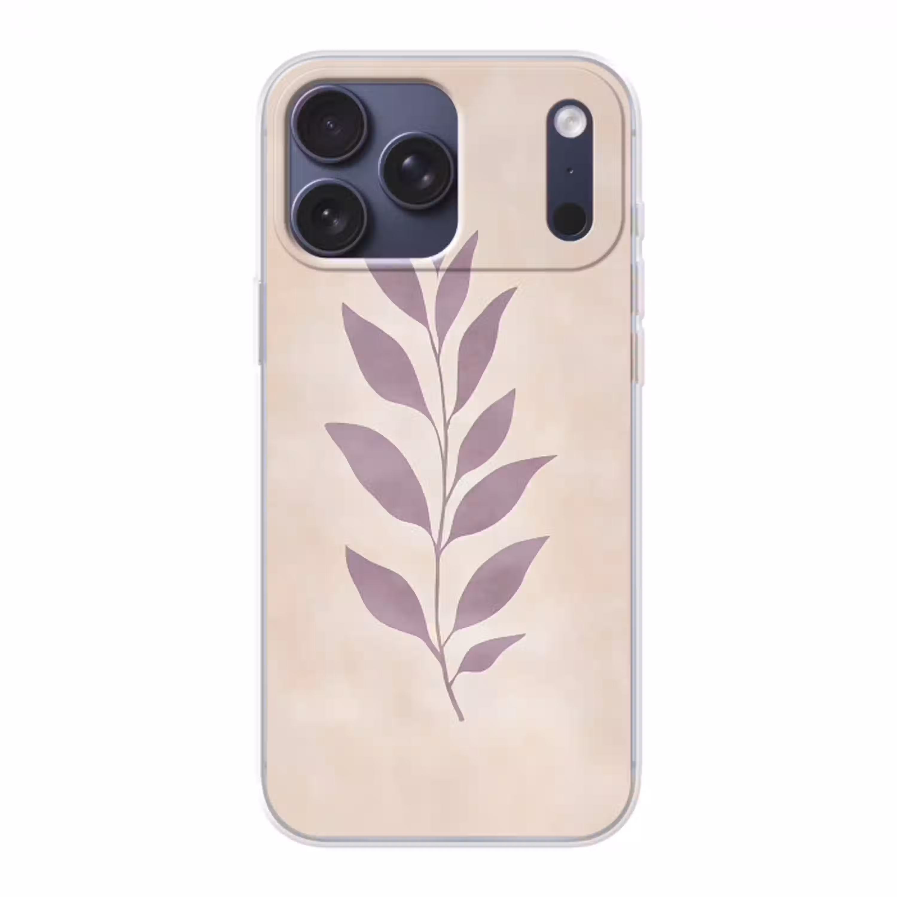 Tak - Bladeren - Minimalistisch - Beige Telefoonhoesje iPhone 17 Pro Max klein -3d