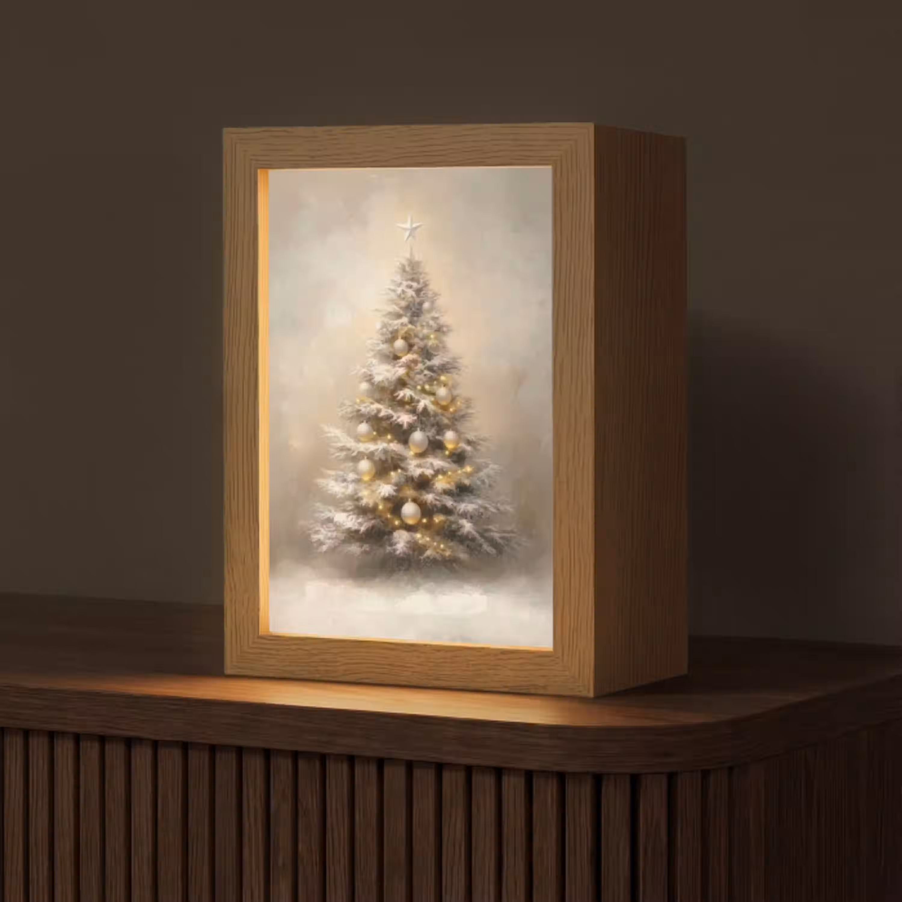 Kerst - kerstboom - Sneeuw - Art Light Box met kabel (Tafellamp) klein -z3d_website