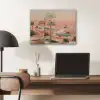 Roze landschap - Palmen - Water PET vilt klein -sfeer5