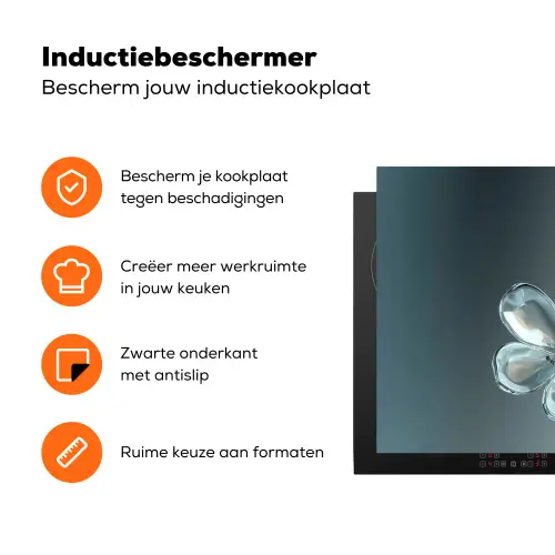 Kristal - Bloemen - Grijs Inductie beschermer vinyl 3mm klein -zzzzzzz-td-ups