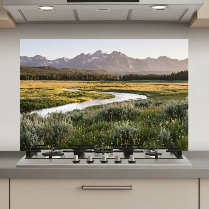 Berglandschap - Rivier - Bos keuken achterwand spatscherm klein -3d_website