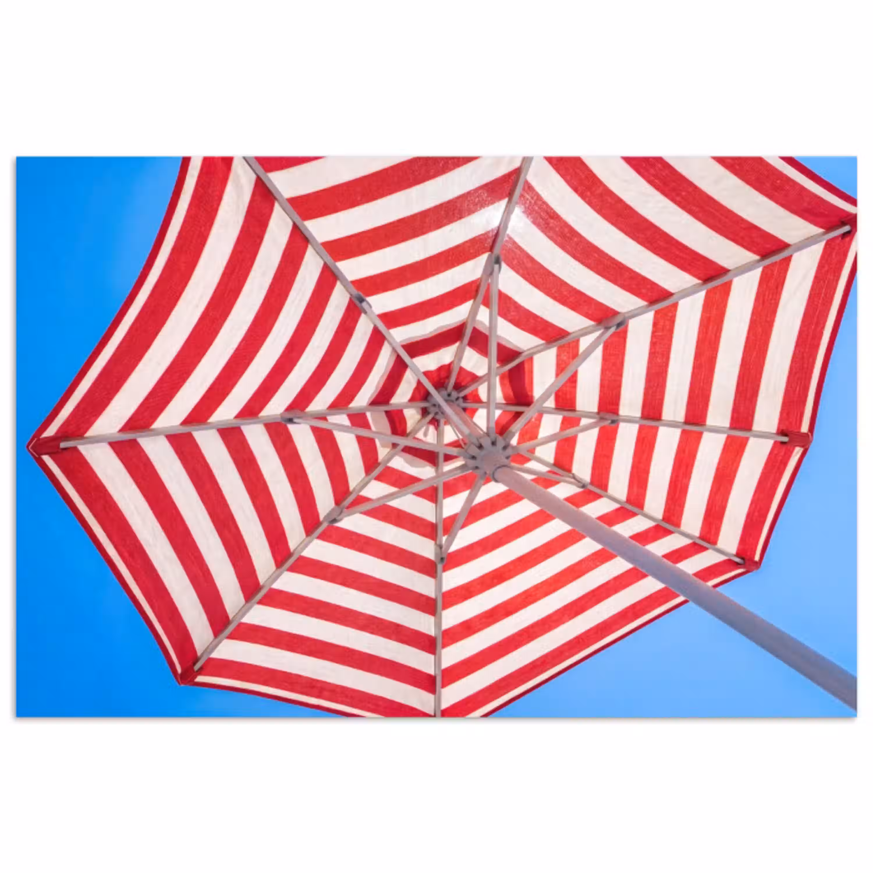 Parasol - Strepen - Zomer - Rood - Blauw poster papier klein -3d