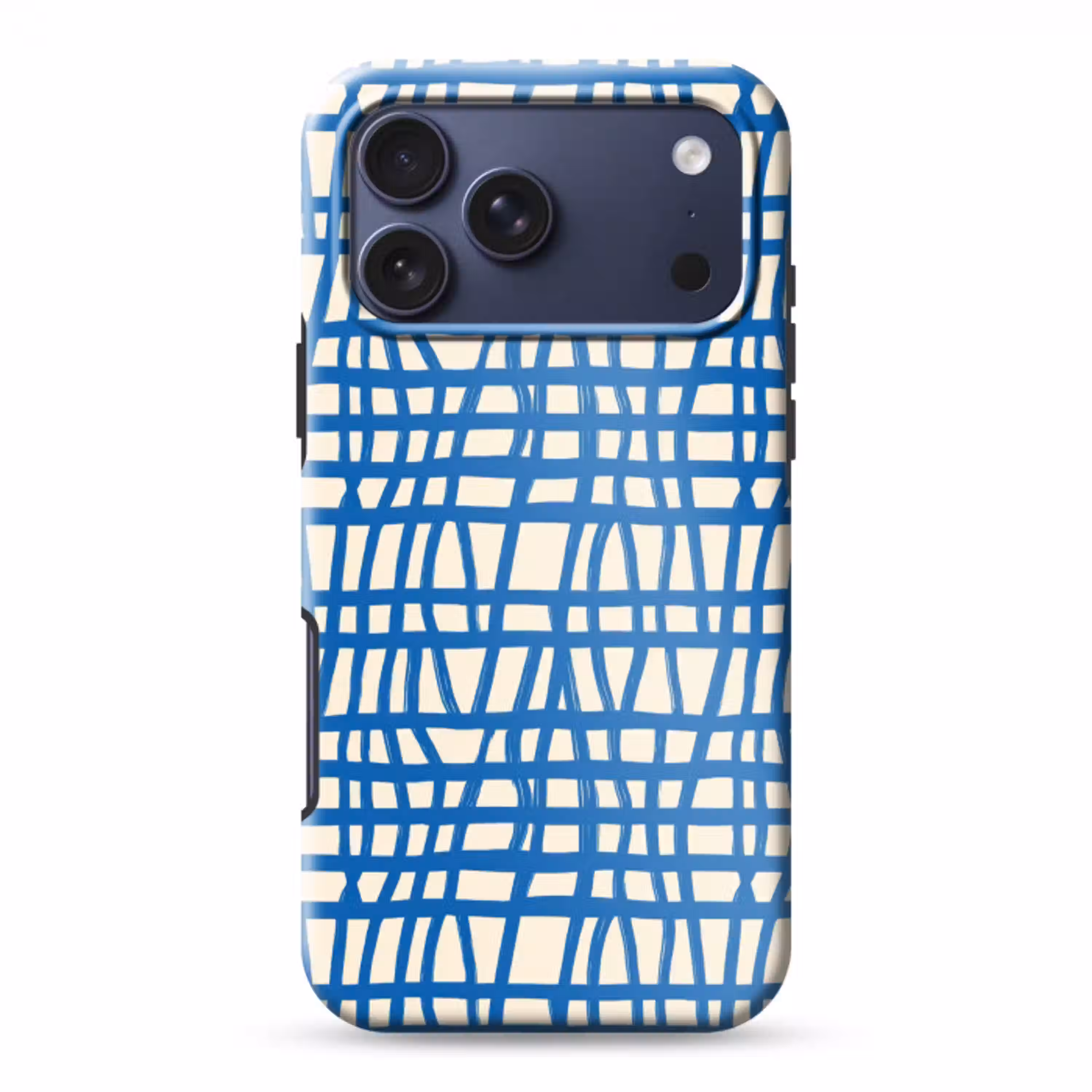 Ruitpatroon - Blauw - Crème Toughcase MagSafe Apple iPhone 17 Pro Max klein 1019 -3d