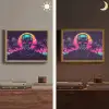 Palmbomen - Hoofd - Metallic - Zonsondergang Light Box met batterij (Wandlamp) middel -sfeer3