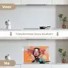 Portret - Vrouw - Abstract - Bloemen keuken achterwand spatscherm klein -voor_na_NL