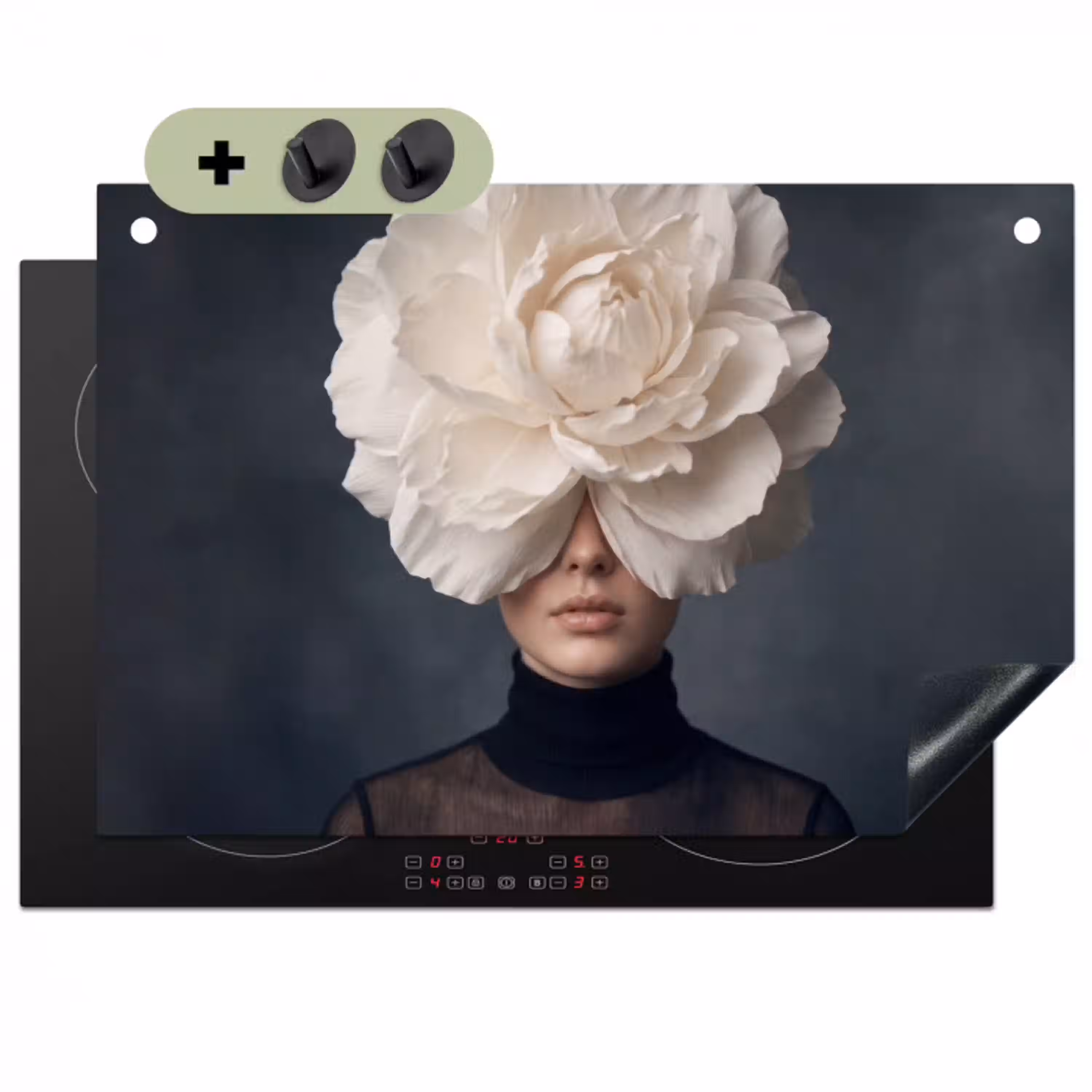 Portret - Mysterieus - Wit Inductie beschemer met haakjes klein -3d