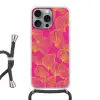 Bladeren - Nerven - Grafisch - Roze Hoesje iPhone 16 Pro Max met koord klein -3d