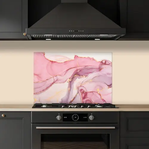 Goud - Marmer - Roze keuken achterwand spatscherm klein -sfeer1