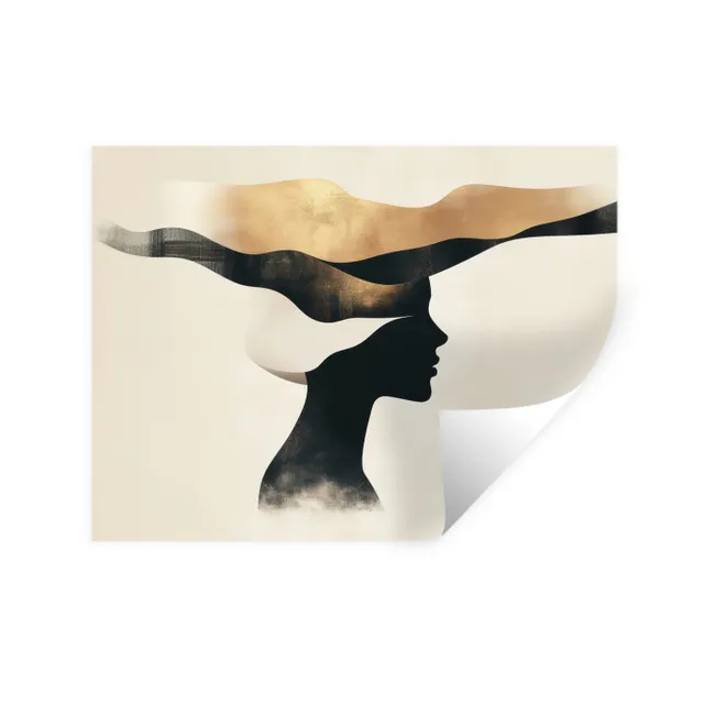 Wall Sticker - Woman - Waves - Black
