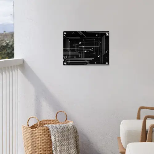 Gaming - Abstract - Lijnen - Rondjes - Zwart tuinposter los doek klein -sfeer8