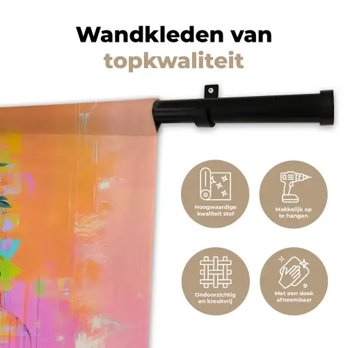 Portret - Bloemenkroon - Vrouw Wandkleed katoen klein -sfeer2