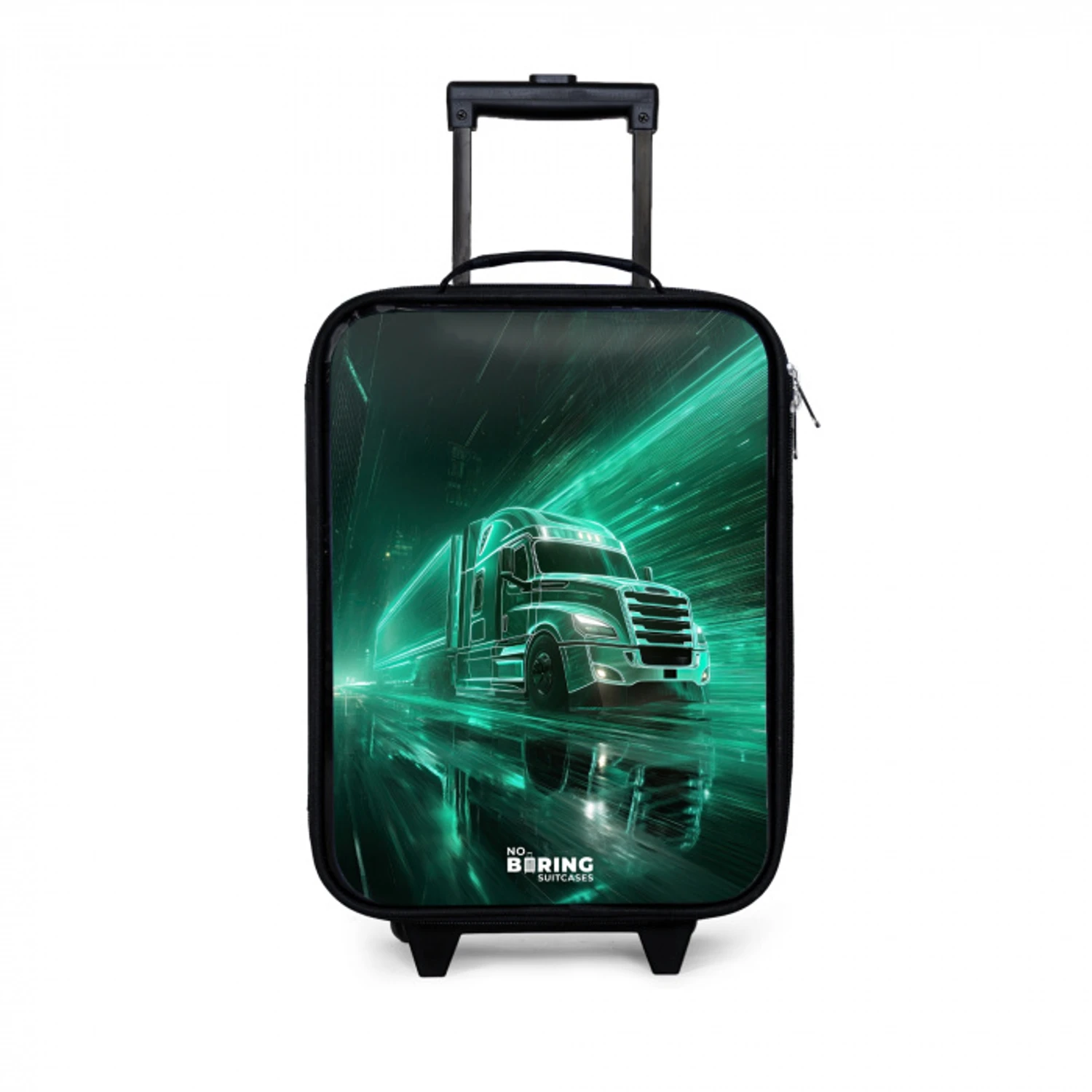 Vrachtwagen - Neon - Groen - Stad Kinderkoffer - Zwart klein -3d
