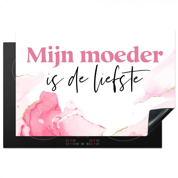Quote - Mama - Mijn moeder is de liefste - Roze Inductie beschermer vinyl 3mm klein -3d
