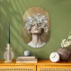 Gezicht - Bloemen - Goud - Abstract Wandcirkel Ovaal Forex klein -sfeer2