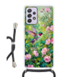 Kolibrie - Bloemen - Natuur - Kleurrijk Hoesje Samsung Galaxy A52 5G met koord klein -3d