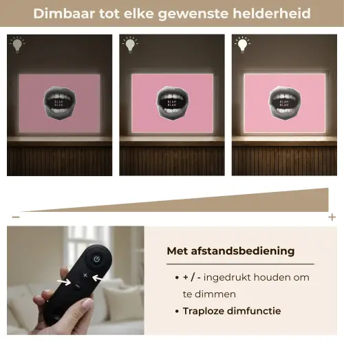 Mond - BLAH BLAH - Roze Light Box met batterij (Wandlamp) middel -USP_dimbaarNL