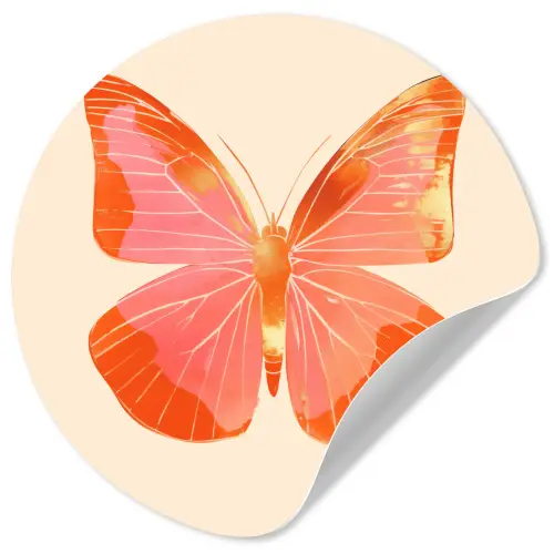 Vlinder - Minimalistisch - Roze Wandcirkel behangsticker klein -3d