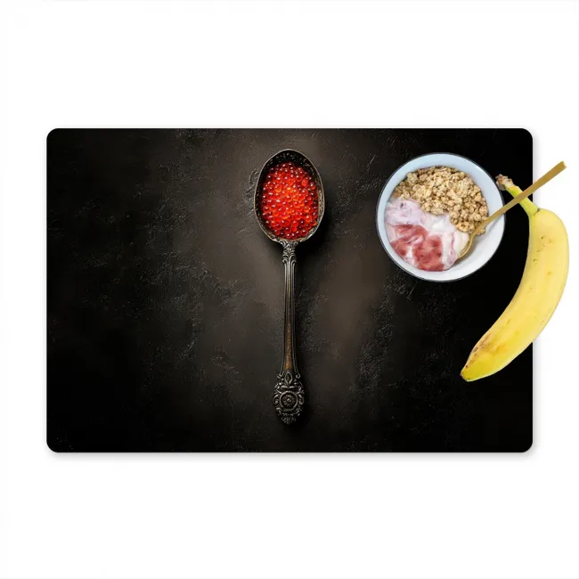 Zwart - Lepel - Caviar Placemat vinyl groot -zzzproduct_Kitchenyeah-website