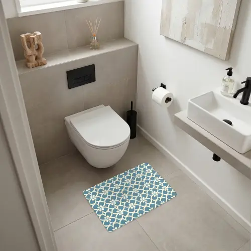 Patroon - Symmetrisch - Blauw WCmat klein 1009 -sfeer1