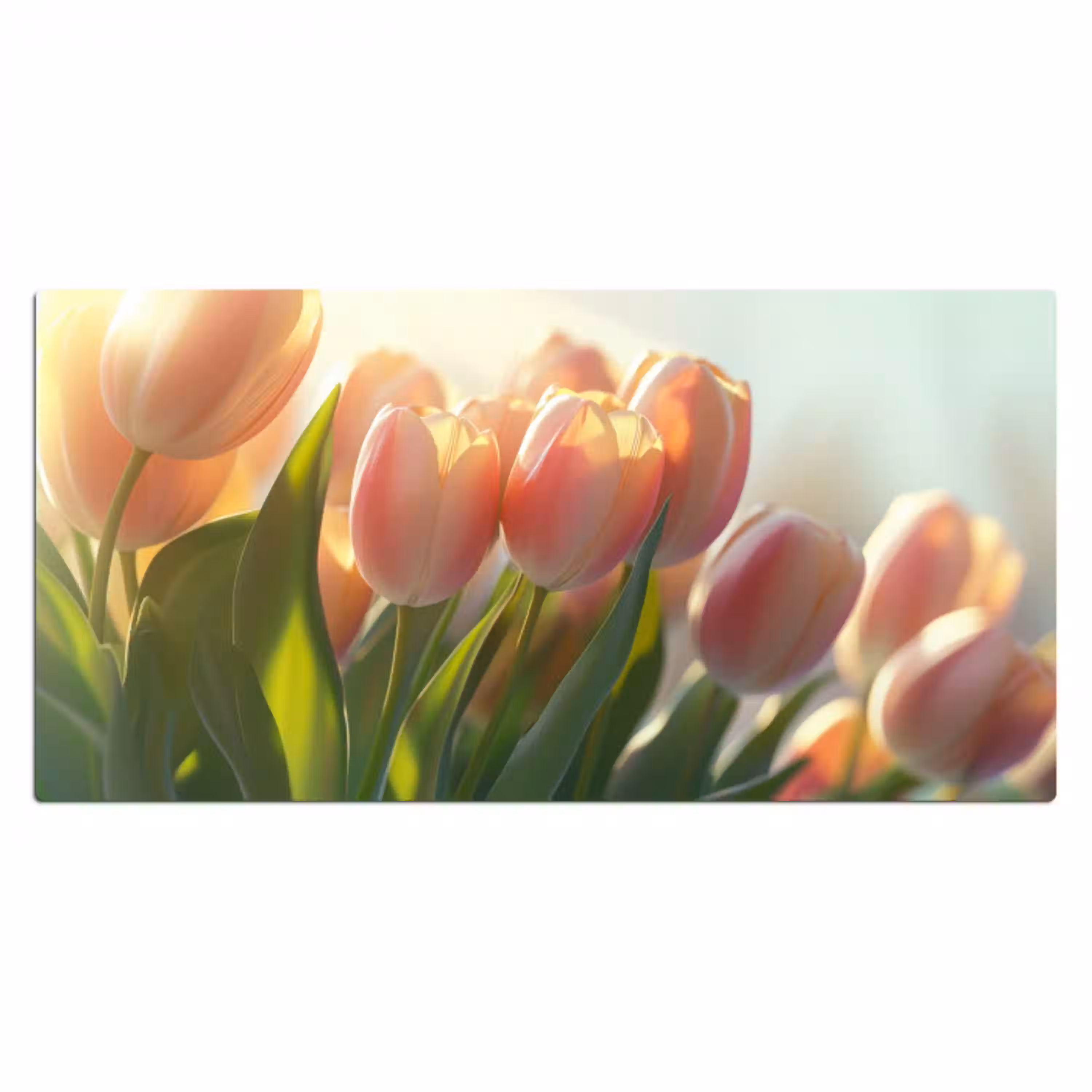 Tulpen - Roze - Zonnestralen Muismat XXL klein -3d_leeg