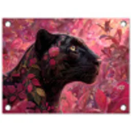 Luipaard - Bloemen - Roze tuinposter los doek klein -3d