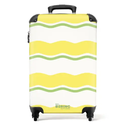 Golvende strepen in geel met groen NBS - Handbagage koffer - Kinderen Unisex middel -productfoto_recht
