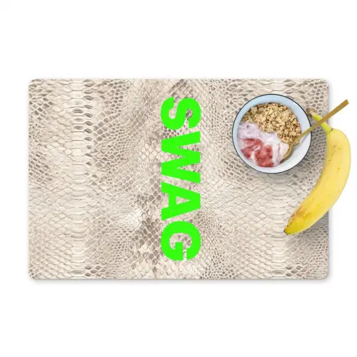 Slangenprint - SWAG - Neon - Groen Placemat vinyl groot -zzzproduct_Kitchenyeah-website
