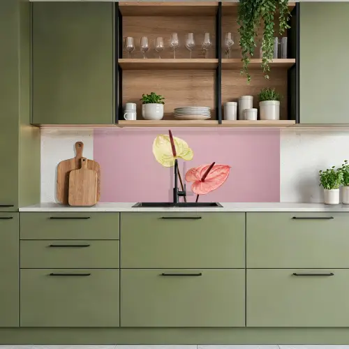 Bloemen - Anthuriums - Geel - Roze keuken achterwand 2 middel -sfeer3