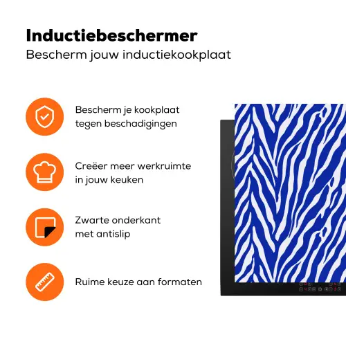 Zebra - Patroon - Kobalt - Blauw Inductie beschermer vinyl 3mm klein 276 -zzzzzzz-td-ups
