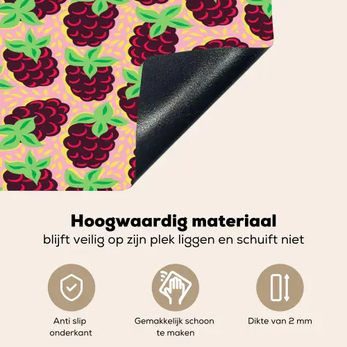 Frambozen - Rood - Roze - Patroon Inductie beschemer met haakjes klein 777 -ky-onderkant-nl