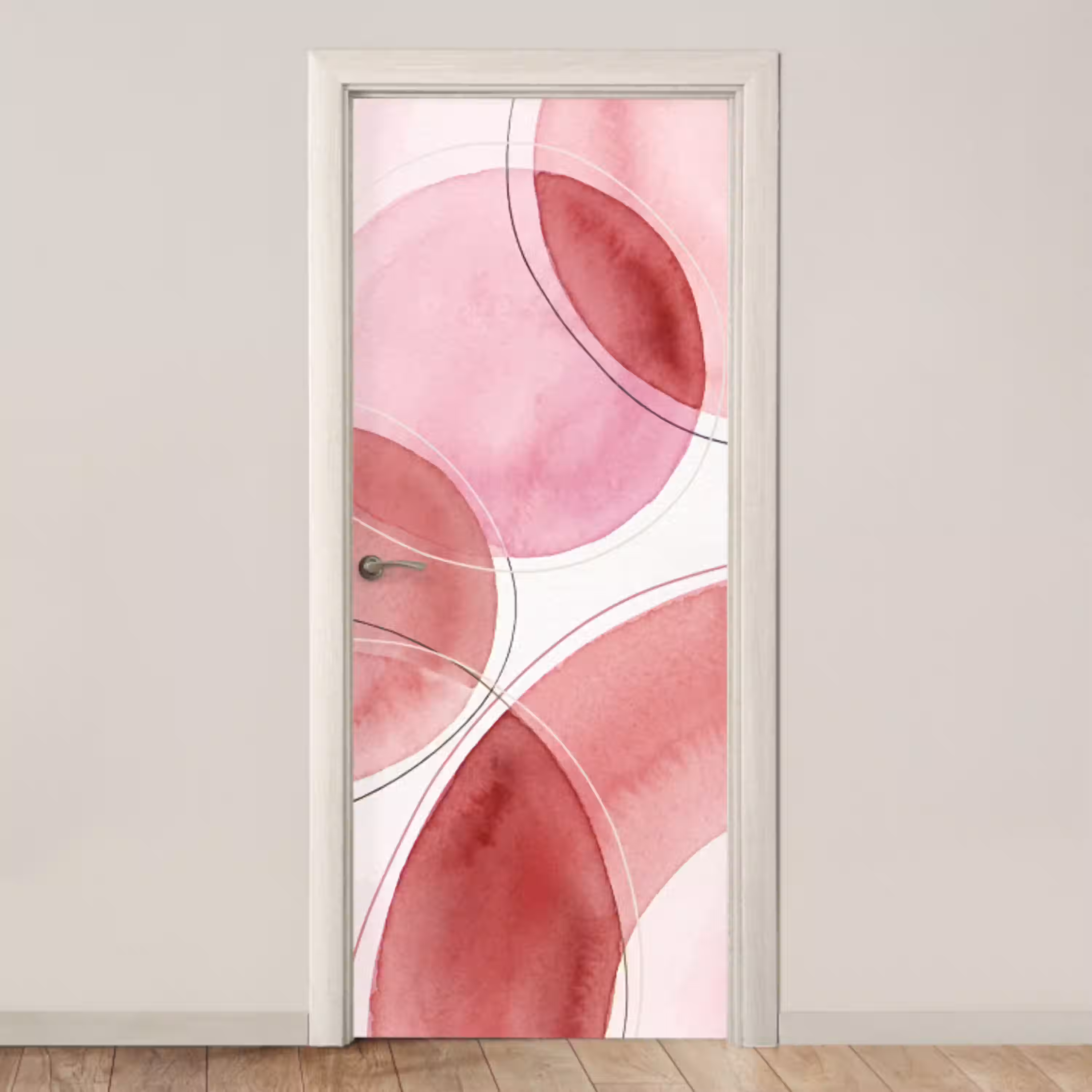 Abstract - Cirkels - Modern - Roze - Kunst deurposter klein -3d_beige