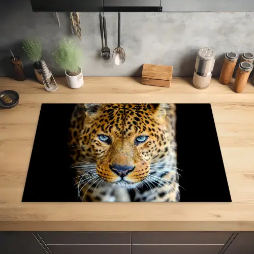 Luipaard - Dieren - Portret - Wilde dieren - Zwart Inductie beschermer vinyl 3mm klein -sfeer5