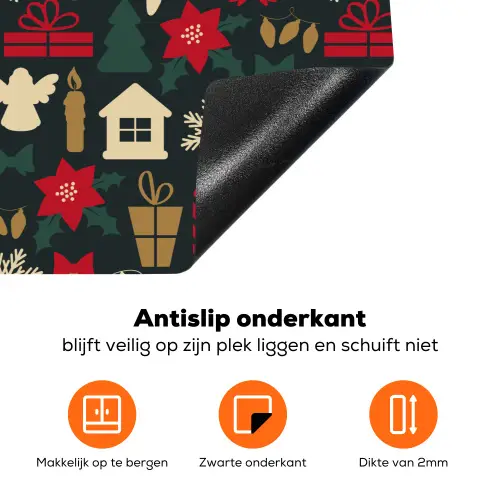 Patroon - Kerst - Symbolen Inductie beschermer vinyl 3mm klein 276 -zzzzzzz-td-onderkant