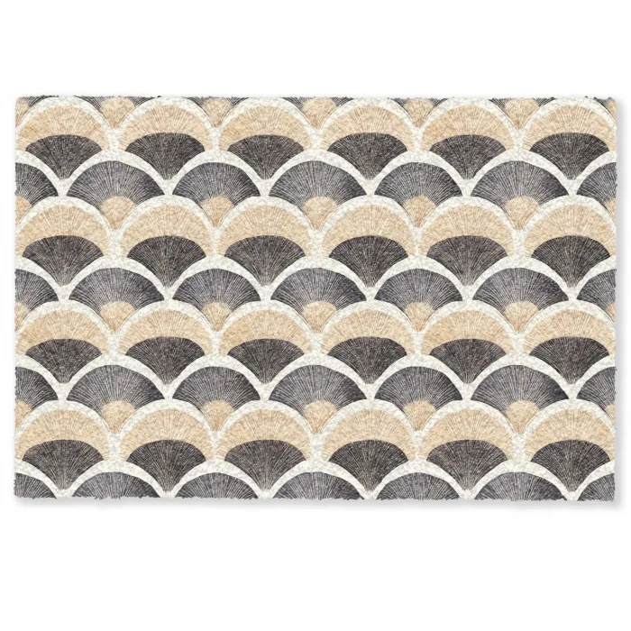 Waaier - Patroon - Zwart - Beige Deurmat klein 898 -zkaufland3d