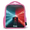 Baan - Raceauto - Neon - Rood Kinderrugzak - Roze middel -3d