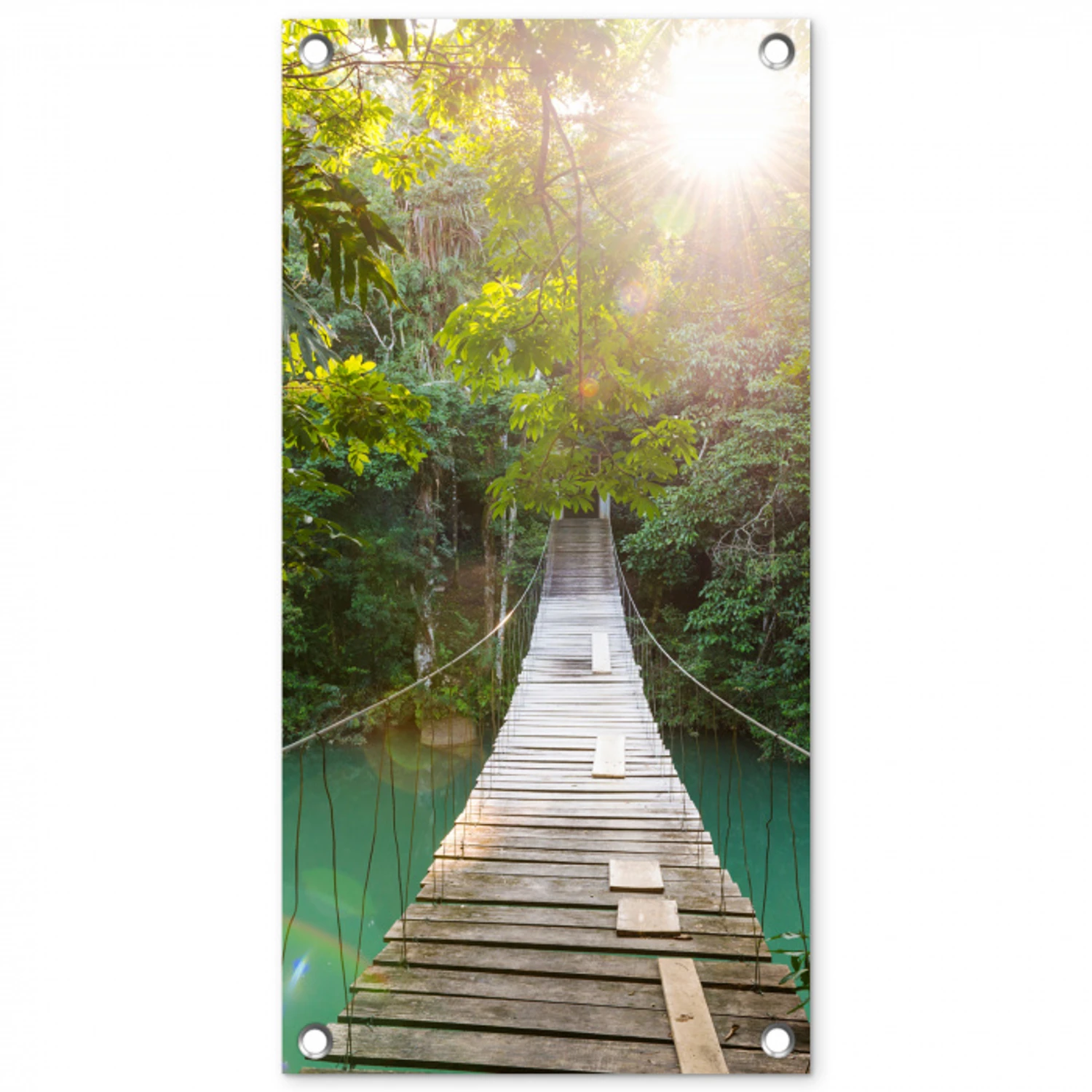 Hangbrug in het Regenwoud tuinposter los doek klein -3d