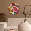 Bloemen - Kleurrijk - Roze Wandcirkel kunststof plaat 5mm dik klein -sfeer1