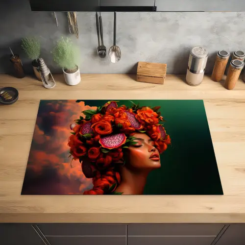 Vrouw - Drankenfruit - Rozen Inductie beschermer vinyl 3mm klein -sfeer5