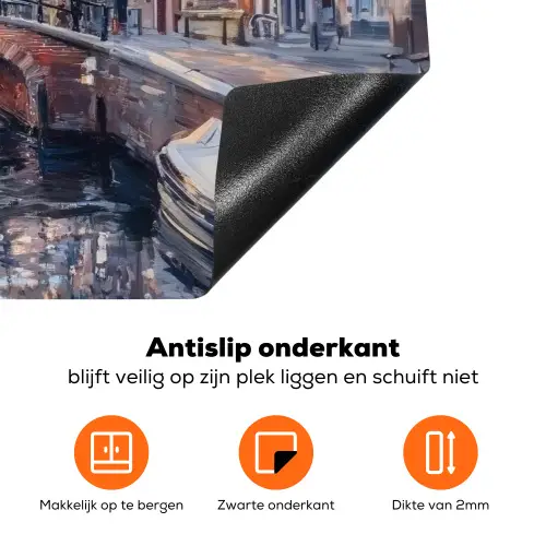 Brug - Stad - Huizen - Boot Inductie beschermer vinyl 3mm klein -zzzzzzz-td-onderkant