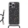 Terrazzo - Patroon - Zwart - Zacht Hoesje iPhone 16 Pro Max met koord klein 804 -3d