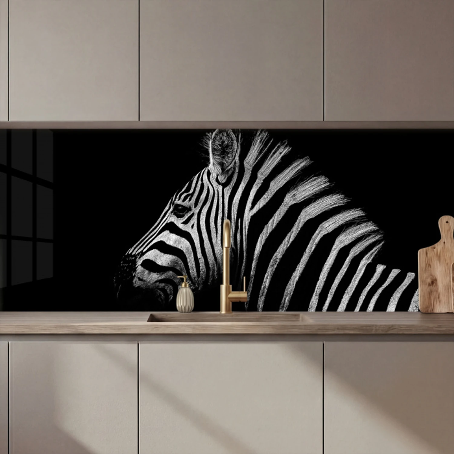 Zebra - Dier - Zwart keuken achterwand 2 middel zz_3dshopping